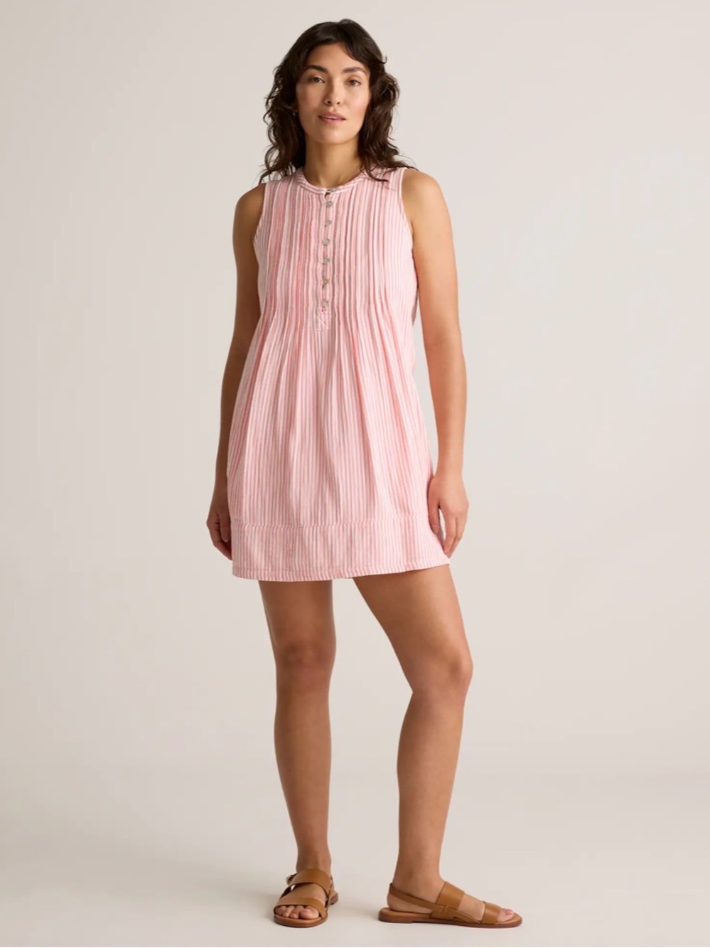 NWT Quince Pink Sleeveless100% Organic Cotton Gauze Mini Dress Fully Lined